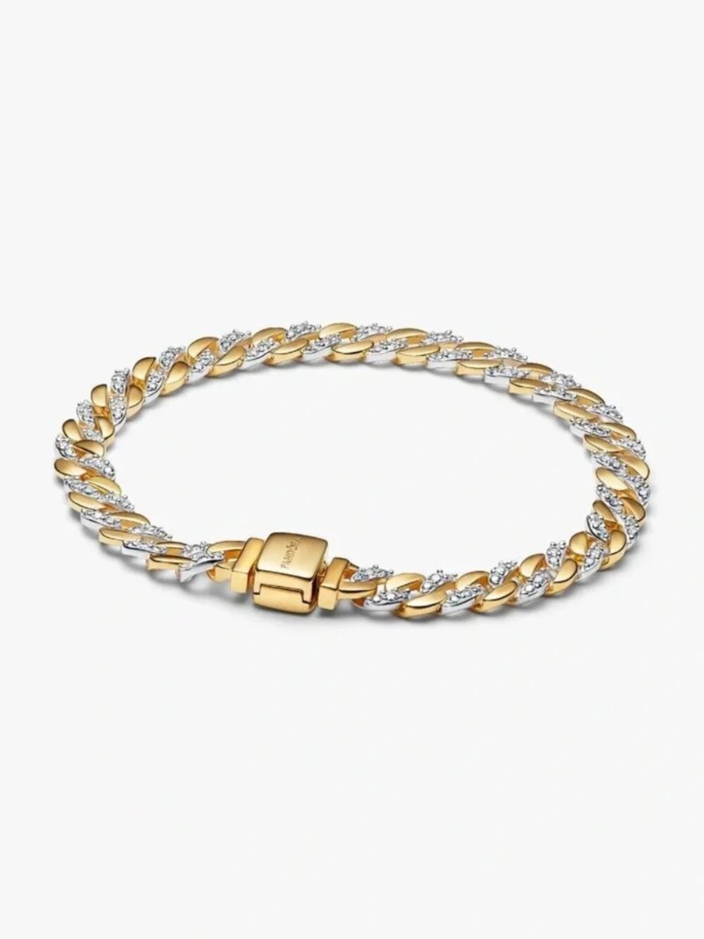 Pandora Two-Tone Gold and Silver Cubic Zirconia Link Bracelet
